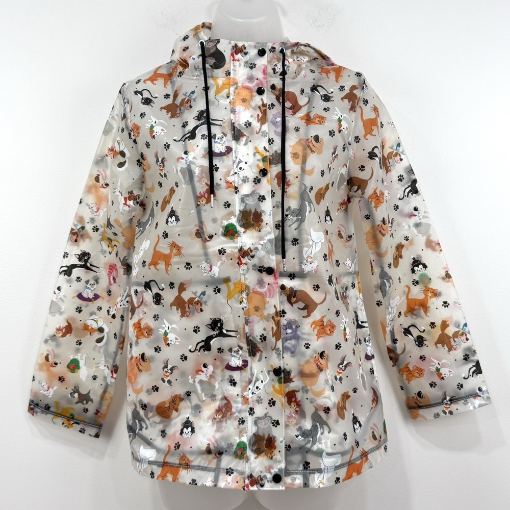 Retired Disney Parks Reigning Cats & Dogs Rain Jacket XS Translucent Novelty